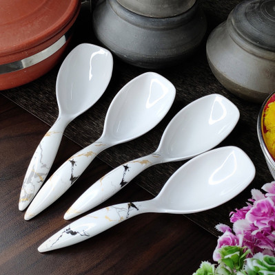 Creative Hub Serving spoon/Spoon Set/Melamine Serving Spoon Set Of 4,Cutlery Set Melamine Serving Spoon, Soup Spoon, Table Spoon, Cream Spoon, Salad Spoon Set(Pack of 4)