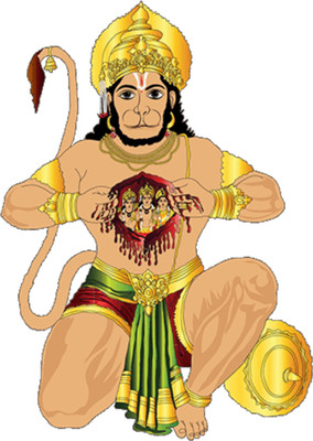 Saiii Designs 30 cm hanuman ji tearing his chest Self Adhesive Sticker(Pack of 1)