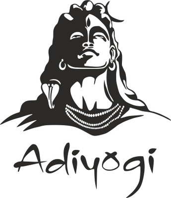 Saiii Designs 30 cm Black Adiyogi Shiva sticker Self Adhesive Sticker(Pack of 1)