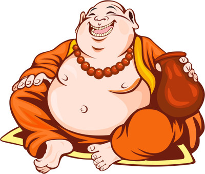 Decals Point 49 cm cartoon buddha Self Adhesive Sticker(Pack of 1)