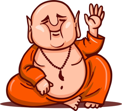 Decals Point 3 cm Funny buddha Self Adhesive Sticker(Pack of 1)