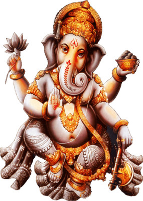Decals Point 49 cm Ganpati Self Adhesive Sticker(Pack of 1)