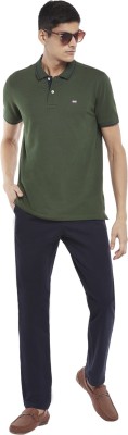 Byford by Pantaloons Solid Men Polo Neck Green T-Shirt