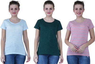 KEOTI Self Design Women Round Neck Pink T-Shirt