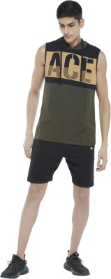 Ajile By Pantaloons Self Design Men Hooded Neck Green T-Shirt