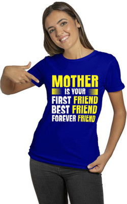 Raavi colors Typography Women Round Neck Blue T-Shirt