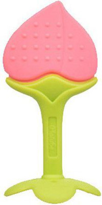 Mopslik Baby Teething Crib Silicone Fruit Shaped Teether Nibbler Pacifier Teether(Pink - Green)