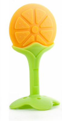 Mopslik Baby Teething Crib Silicone Fruit Shaped Teether Nibbler Pacifier Teether(Orange - Green)
