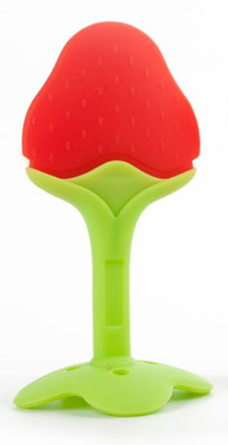 Mopslik Baby Teething Crib Silicone Fruit Shaped Teether Nibbler Pacifier Teether(Red - Green)