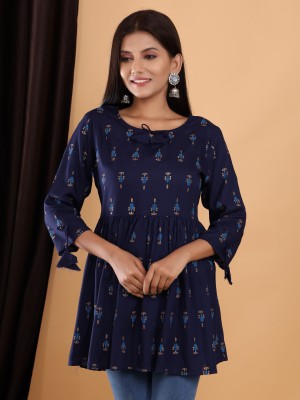 K.KIRTI FASHION Casual Printed Women Blue Top