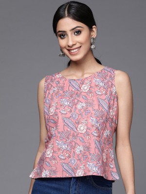 Varanga Casual Printed Women Pink Top