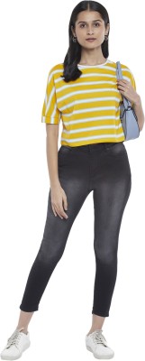 PEOPLE Casual Striped Women Yellow Top