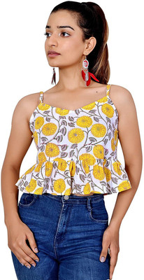 JAIPUR HAND BLOCK Casual Floral Print Women Blue Top