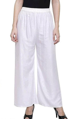kanzul Flared Women White Trousers