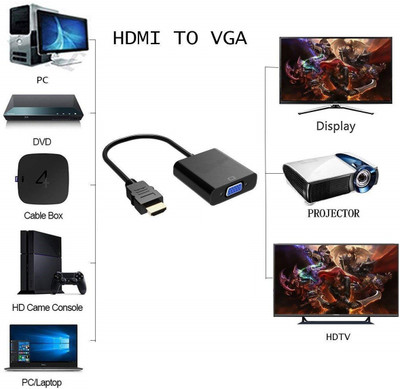 VibeX  TV-out Cable HDMI to VGA Adapter Cable 1080P-L9(Black, For Computer)