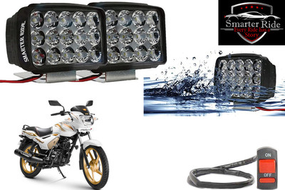 SMARTER RIDE Waterproof 15 LED Fog Light with Switch for TVS Star City Plus Headlight Motorbike LED for TVS (12 V, 20 W)(Star City Plus, Pack of 3)