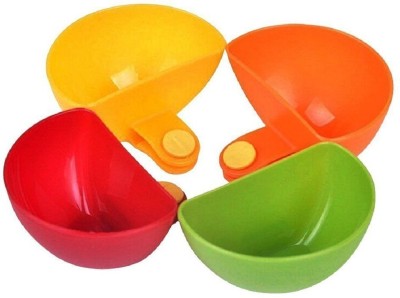 Lemish Plastic Sauce Bowl 4pcs Multi-purpose Mini Kitchen Plate Partners Plastic Clip Bowl-Multi Color(Pack of 4, Multicolor)