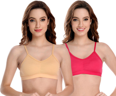 Beach Curve Dipa Bra Women Sports Non Padded Bra(Brown, Pink)