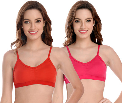 Beach Curve Women Sports Non Padded Bra(Red, Pink)
