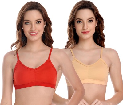 aamarsh Women Cami Bra Non Padded Bra(Red, Orange)