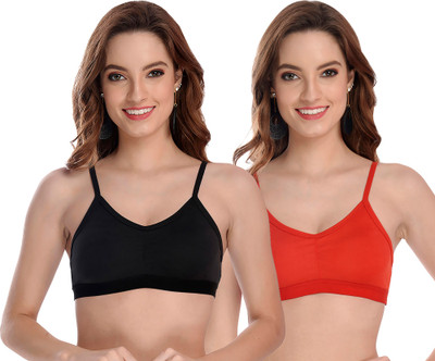 Beach Curve Dipa Bra Women Sports Non Padded Bra(Black, Red)