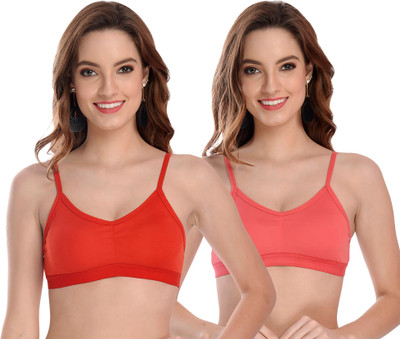 samvar Women Cami Bra Non Padded Bra(Red, Orange)