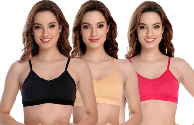 aamarsh Women Cami Bra Non Padded Bra(Black, Brown, Pink)