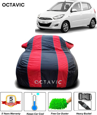 octavic Car Cover For Hyundai i10 (With Mirror Pockets)(Black, Red)
