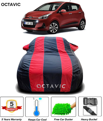 octavic Car Cover For Hyundai i10 (With Mirror Pockets)(Black, Red)