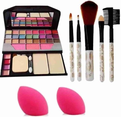 Dyegim TYA 6155 FASHION MAKEUP KIT WITH 5 PCS BRUSH SET & 2 BEAUTY BLENDER(Pack of 4)