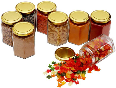 JAY RAMDEV SELLER Glass Grocery Container  - 250 ml(Pack of 8, Clear)