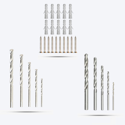 Hillgrove HGCM183M1 Drill Bit Set of 5Pcs Masonry+HSS Drill Bits with 10Pcs Screw & Gitti Hand Tool Kit(4 Tools)