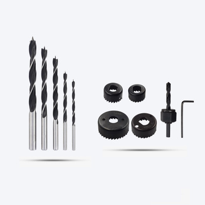 Hillgrove HGCM181M2 Wood Drill Bit Set of 5Pcs with Woodworking Hole Saw Drill Bits Set Hand Tool Kit(2 Tools)