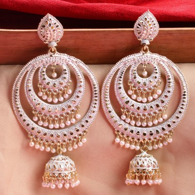 Kwickk Traditional Ethnic White Color Oxidized Jhumka Earrings for Women and Girls Alloy Jhumki Earring, Drops & Danglers, Chandbali Earring