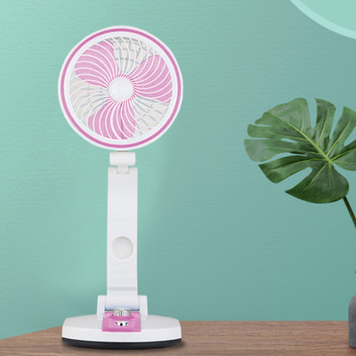FANOX USB Table Fans Folding Rechargeable Fan LED Light And Multifunction USB Charging 3 Blade Table Fan(Underlight | Piink | Pack of 1)