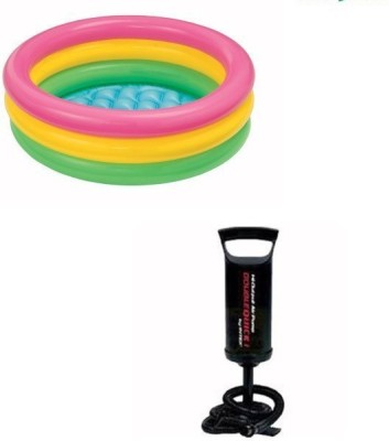 INTEX 3 feet inflatable kids bath water tub with air pump Inflatable Swimming Pool(multicolour)