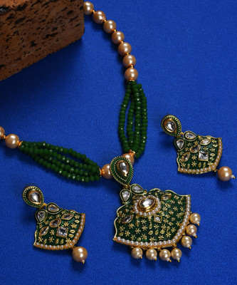 SOHI Alloy Gold-plated Green Jewellery Set(Pack of 1)