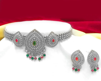 Vardayani Creation Alloy Black Silver Silver Jewellery Set(Pack of 1)