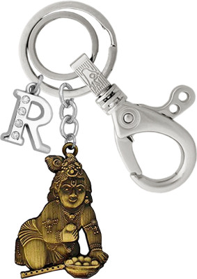 MGP FASHION Bansuri God Shree Krishna Double Side Alphabet R Keyring Antique Key Chain