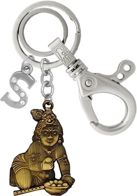 KYP Fashion Balgopal Bansuri God Shree Krishna Double Side Alphabet S Keyring Antique Key Chain