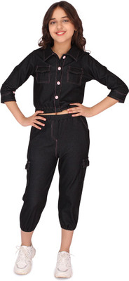Cutecumber Baby Girls Casual Top Capri(Black)