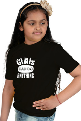 CHOMBOOKA Boys & Girls Typography Cotton Blend Regular T Shirt(Black, Pack of 1)