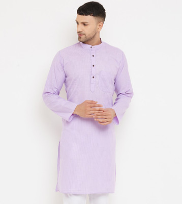 AEW DESIGNS Men Self Design Straight Kurta(Purple)