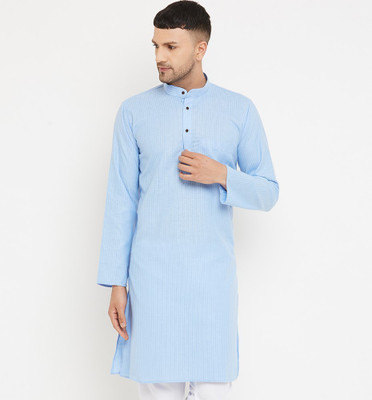 AEW DESIGNS Men Self Design Straight Kurta(Blue)
