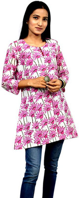 JAIPUR HAND BLOCK Women Floral Print Straight Kurta(Pink)