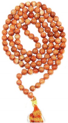 Takshila Gems Natural Sunstone Mala 108+1 (7-8 mm) Beads Mala Lab Certified, Sang Sitara Mala Stone Necklace
