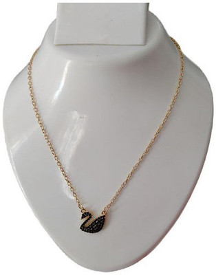 Mahi Fashion Beautiful Black Duck Shape Daily wear Necklace RoseGold Chain for Women & Girls. Gold-plated Plated Alloy Chain