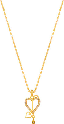 BOGHRA SALES Excellent Finished Gold-Plated Heart Pendant Necklace Chain For Women,Girls Diamond Gold-plated Plated Alloy Chain Set