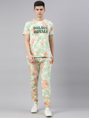 JOVEN Men Printed Green Top & Pyjama Set