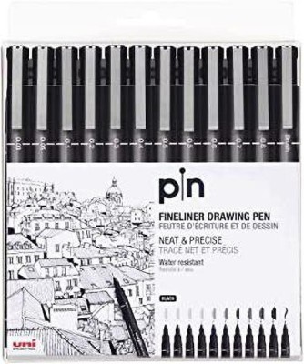 uni-ball UB 12 - Shade Marker Fineliner Pen(Pack of 12, Black)